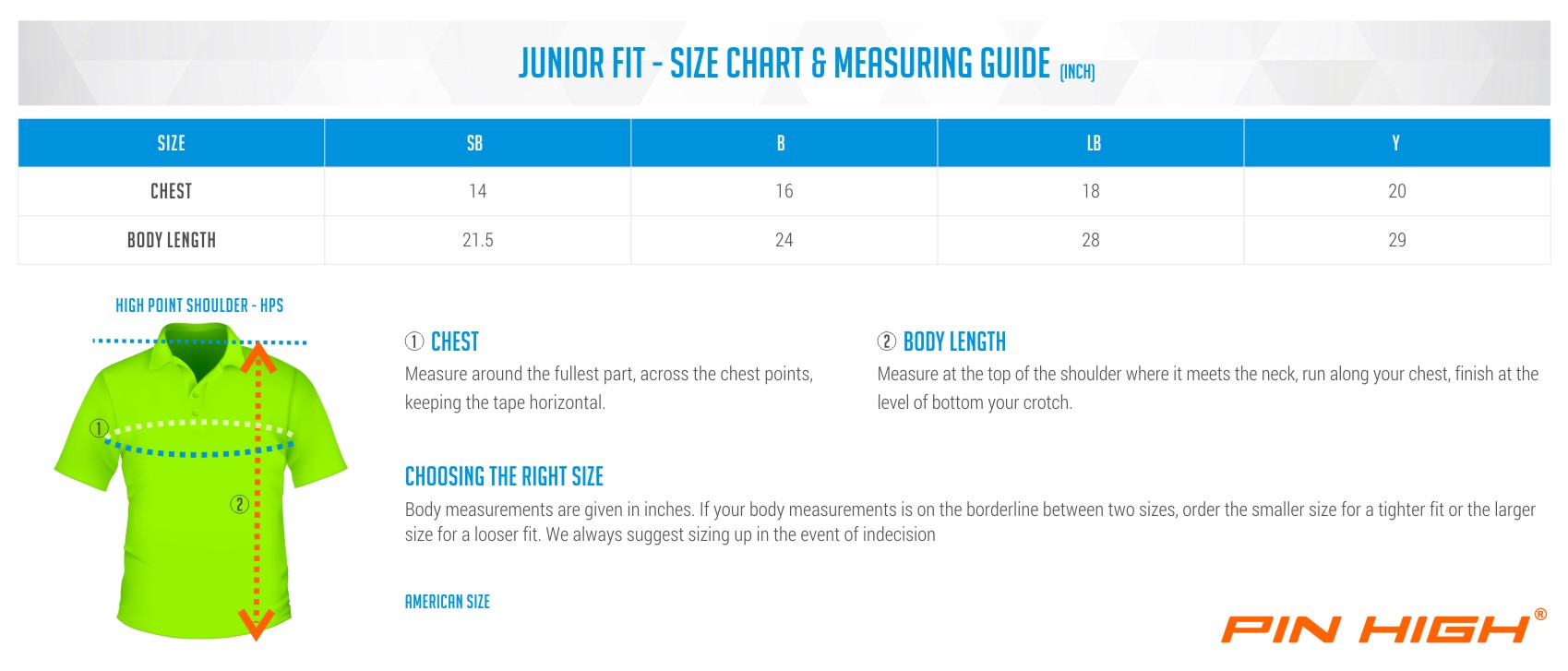 Junior Fit Size Chart